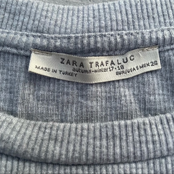 Zara Trafaluc Grey and White Pearl Top, Small - Picture 4 of 6